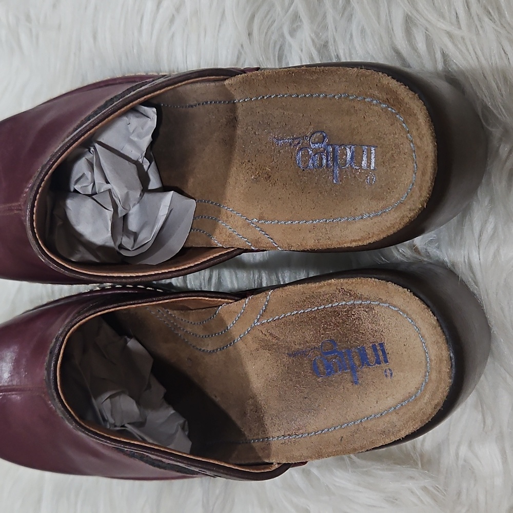 Stylish Women's Leather Clogs - Burgundy by Indigo Clarks Size 9 - Picture 6 of 9